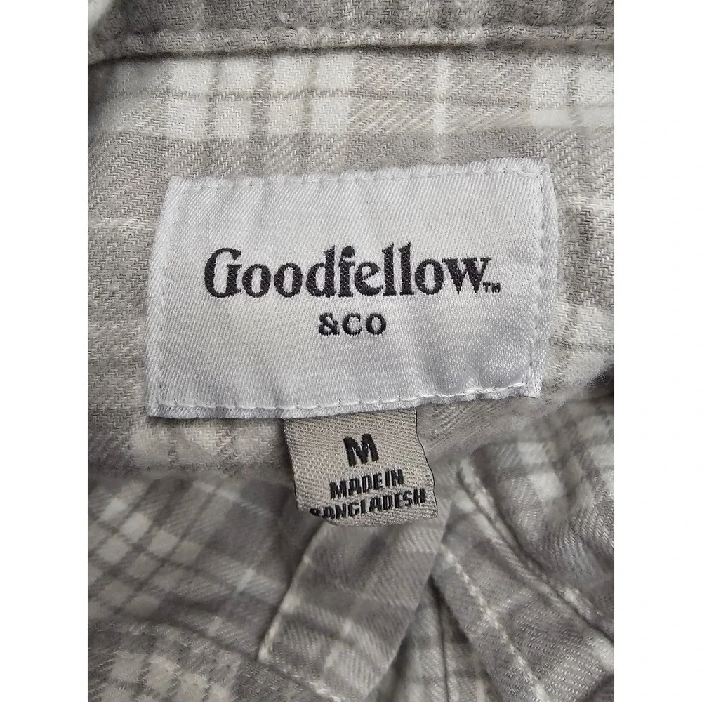 Goodfellow & Co Mens Plaid Midweight Flannel Shirt Gray Cotton Casual Size M